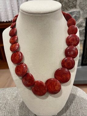 Red Statement Bead Necklace - Women Jewelry